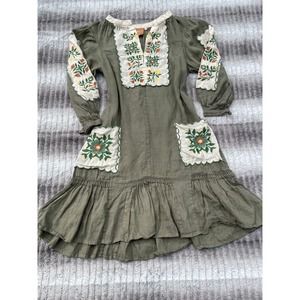 March 11 Embroidered Linen Dress Floral Size Small